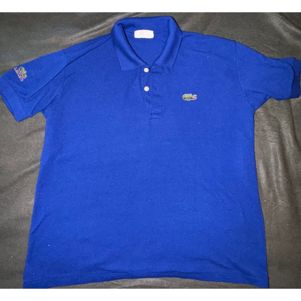 Vintage Chemise Lacoste Mens Blue Polo Shirt Made in France Short Sleeve Size L